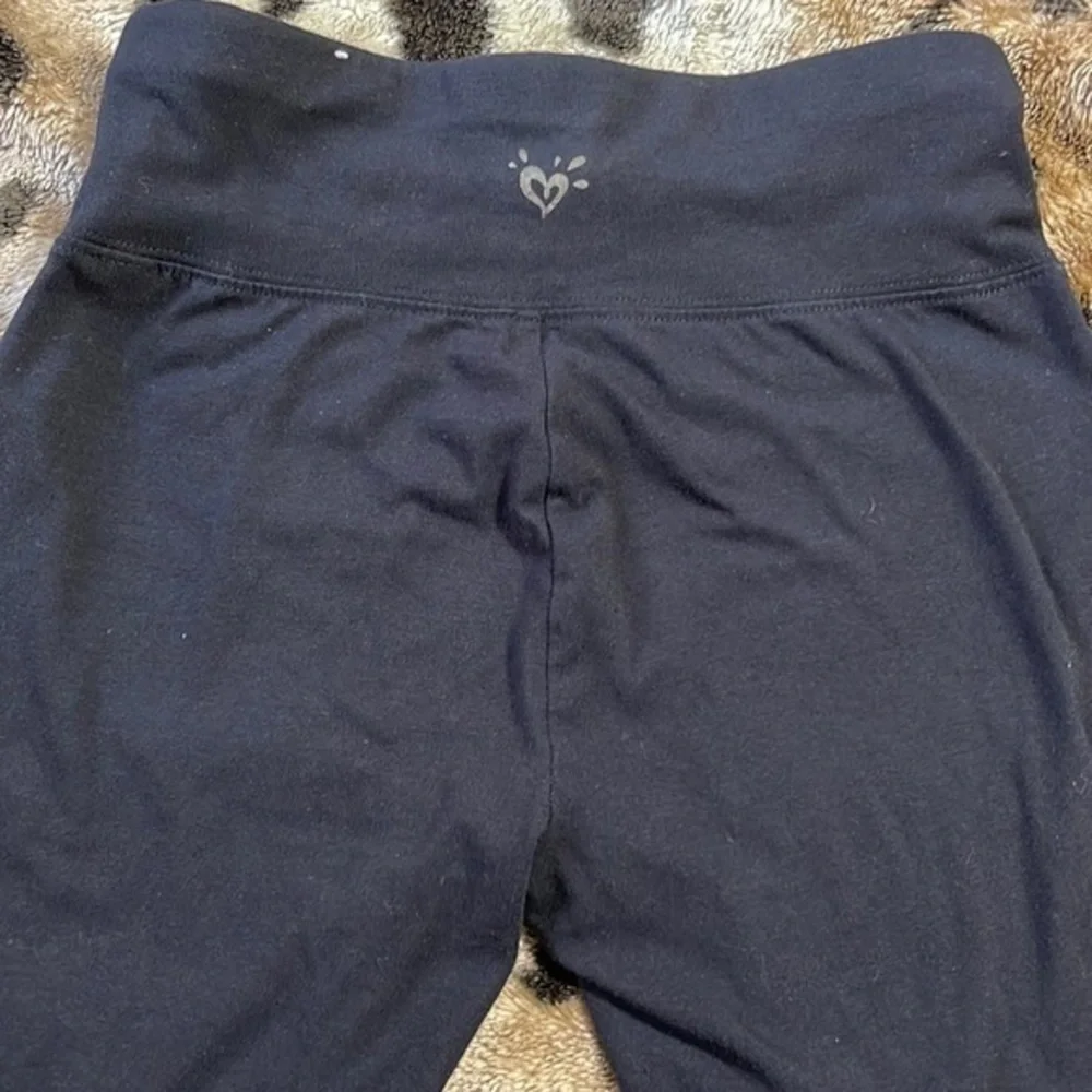 Justice L 12/14 Leggings Kids Black Excellent Cotton Blend Stretch Heart‎ Logo